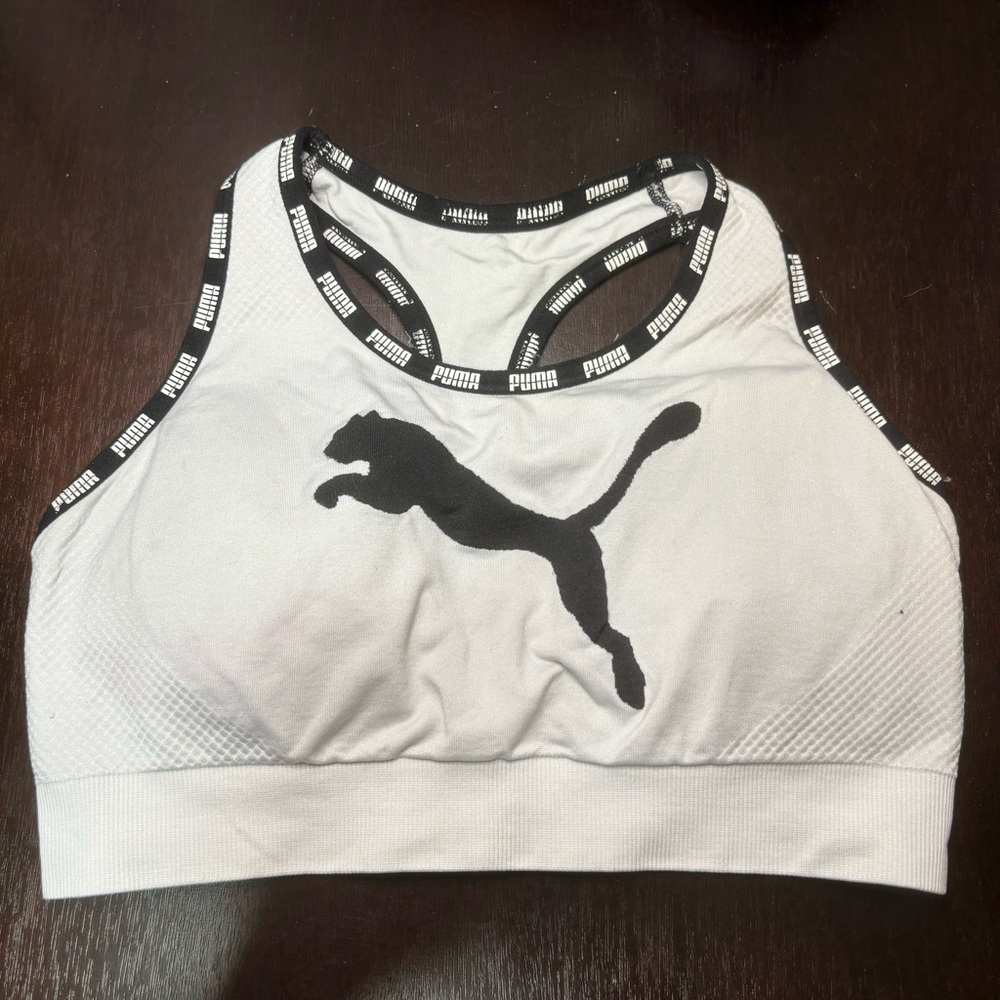 Puma Multicolor Logo Racerback Wirefree Sports Bra Small
